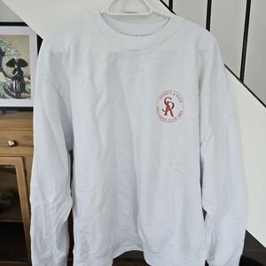 Sporty And RICH hite Crewneck Sweater with Red Logo, LARGE